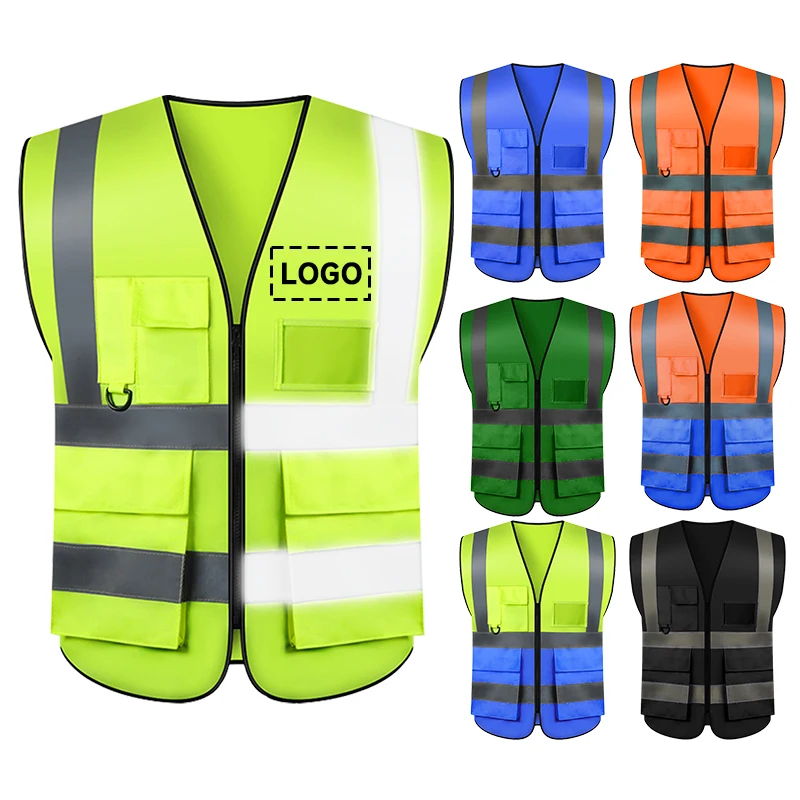 High Visibility Reflective Safety Vest Fabric Large Pocket Construction Worker Work Clothes Night Riding Reflective Vest