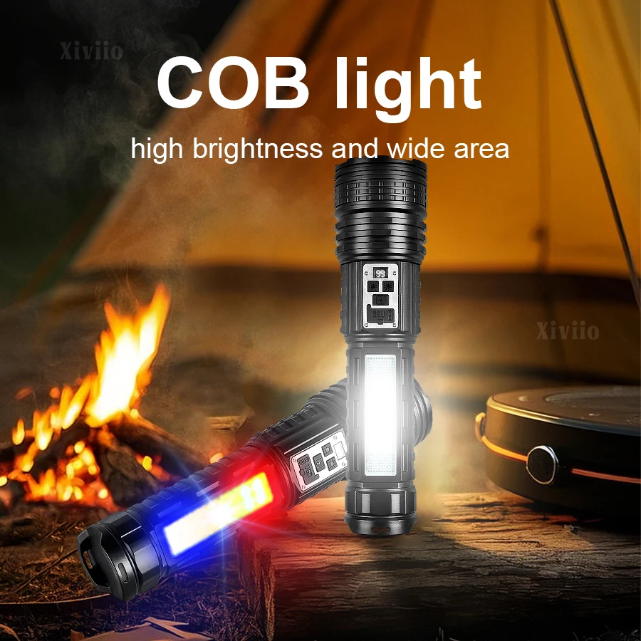 38000000LM Most Powerful LED Flashlight Ultra Bright Tactical Torch Long Range 5000M Zoom Light For Outdoor Camping Lantern