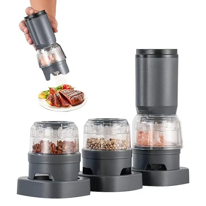 

New Rechargeable Chili Pepper Grinder Automatic Electric Salt and Pepper Grinder Set, with 2 Containers