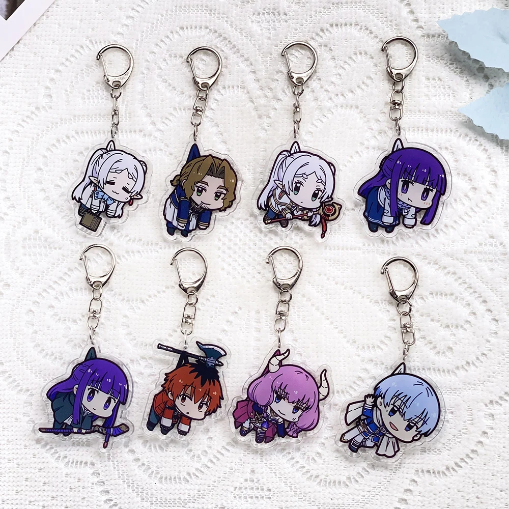 1/8PCS Anime Characters Sousou no Frieren Acrylic Keychain Accessories Cute​ Keyrings Friends Gifts Bag Charms Backpack Pendant