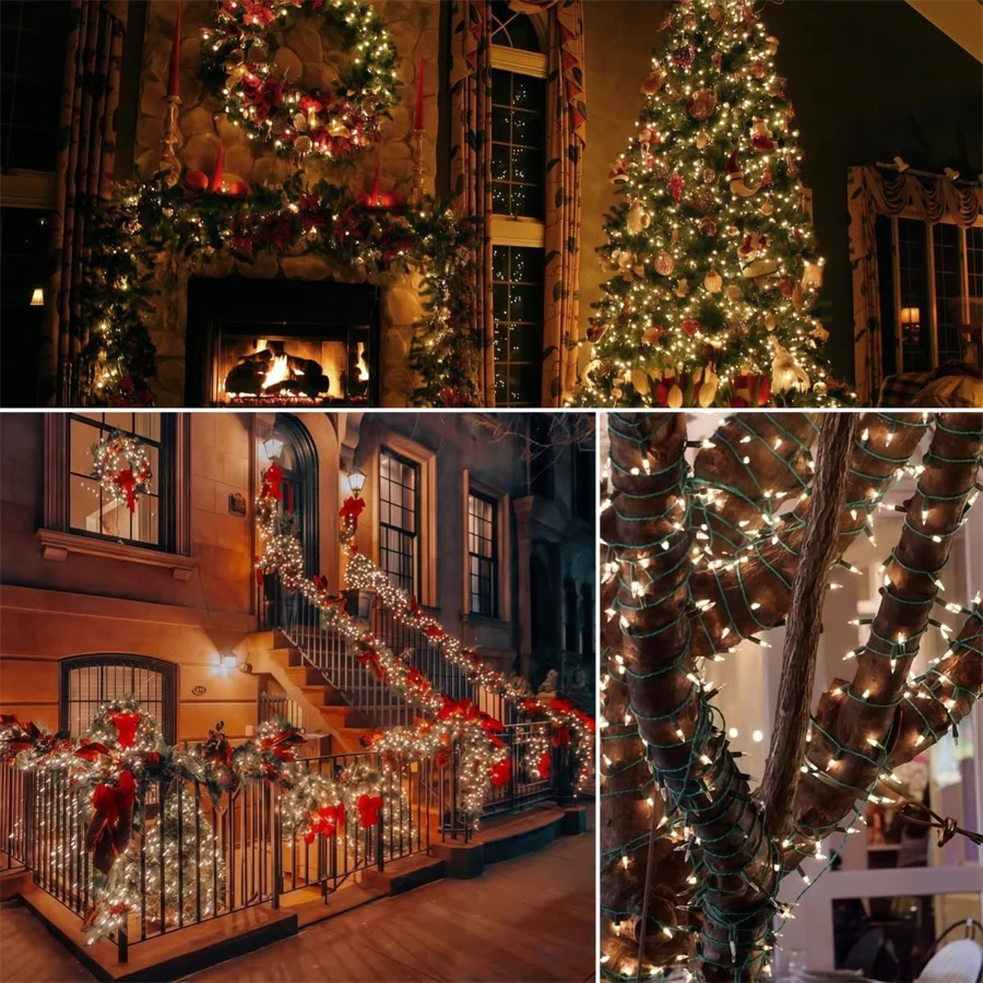7M 100 Count Clear Christmas String Light Outdoor Incandescent Bulbs Mini Fairy Light Garland for Patio Holiday Party Decor