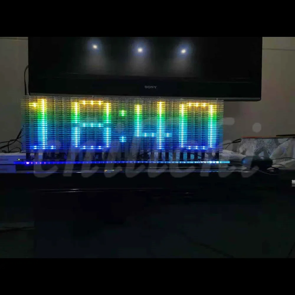 32-segment LED full-color music spectrum 3D beating acrylic line remote control sound-activated clock fast DIY Semi-assembled