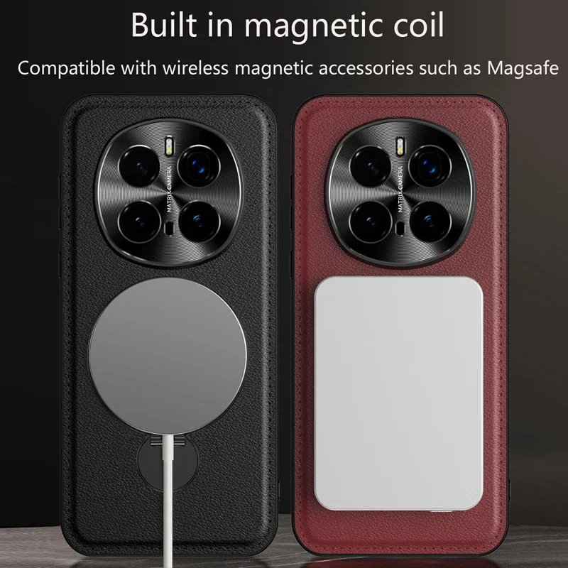 

Кожаный чехол для телефона с беспроводной зарядкой для Honor Magic 7 Lite 6 Pro, защитный металлический держатель для объектива, силиконовые мягкие чехлы