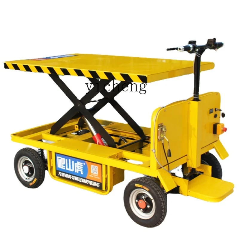 

Zc Electric Flat Truck Lift Platform Hydraulic Four-Wheel Hand Push Trolley Truck King