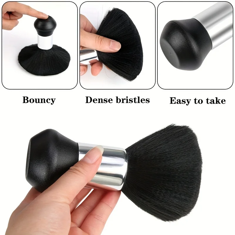 Friseur-Softbürste Schwarz, Friseur-Nackenbürste, Haarreinigungsbürste, Haarschneidebürste, Bartbürste, Styling-Kamm-Set – Detail 3