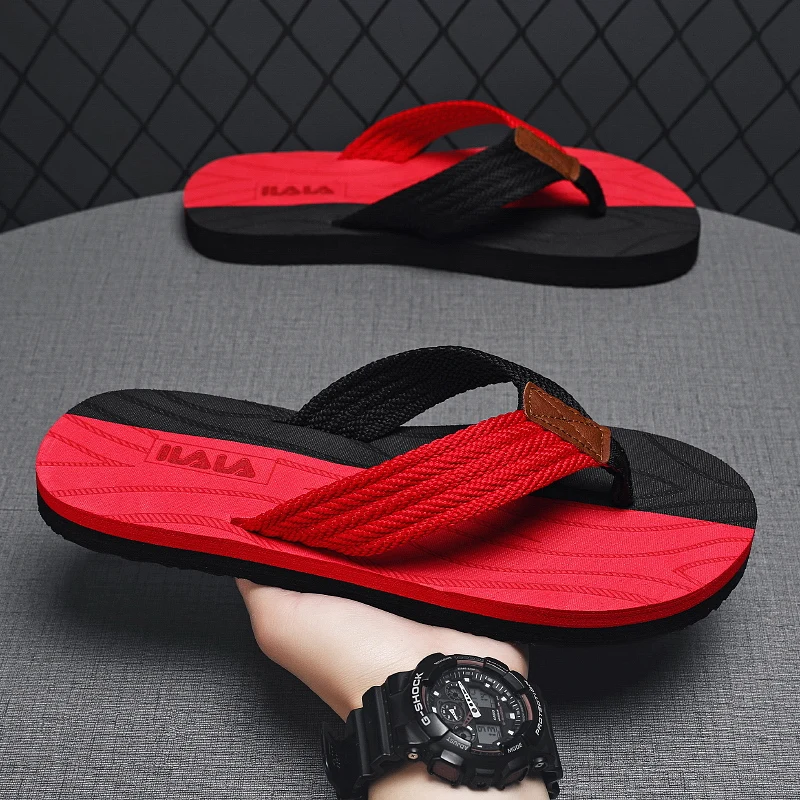 Men Simple Fashion Flip Flops Light Soft Wearproof Flat Sandals Non Slip Daily Seaside Outdoor Casual Walking Footwear
