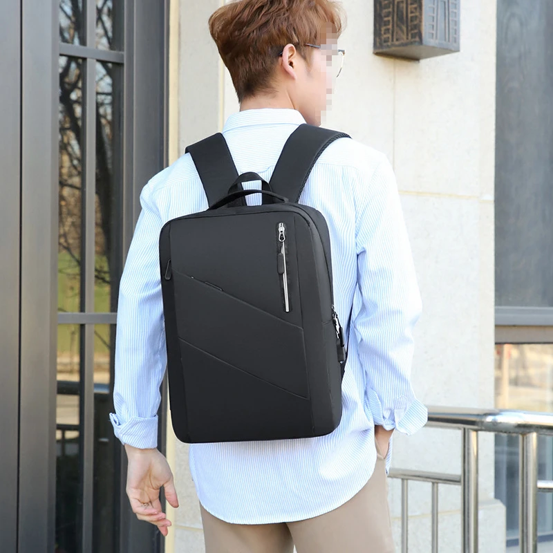 New Backpack Men's Business Computer Bag USB Interface Solid Color Large Capacity Wear-resistant Travel Bag Schoolbag Wholesale