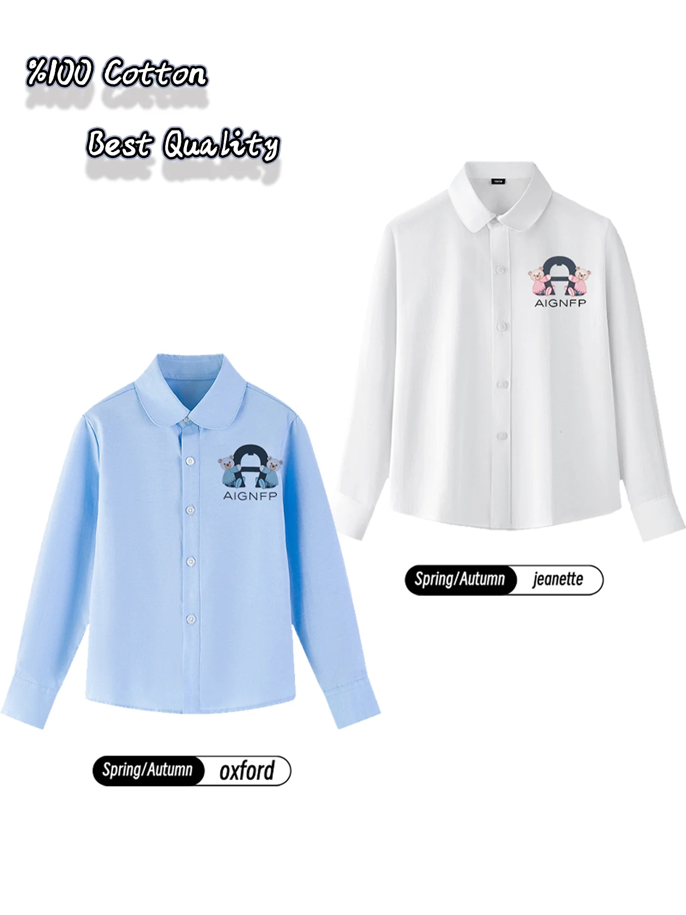 Fashion Girl's Shirt Spring Long sleeves Kids Clothes 2025 New Casual Wear Tops Cute Letter Bear Print Top White Children Blouse