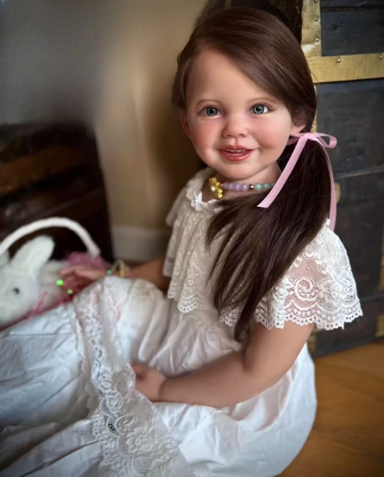 Ffinished 42in Pretty Toddler Girl Reborn Doll Kits Rooted Soft Hair Toy Gift