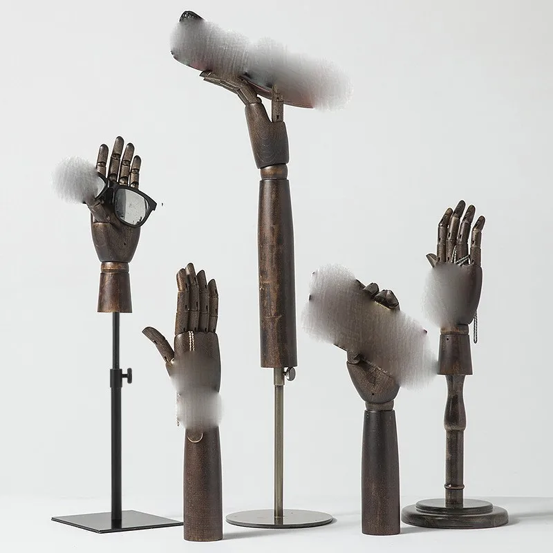 2025 New Home Desktop Antique Hand Shaped Decorative Wooden Multi functional Jewelry Display Stand Decorative Ornaments LI498