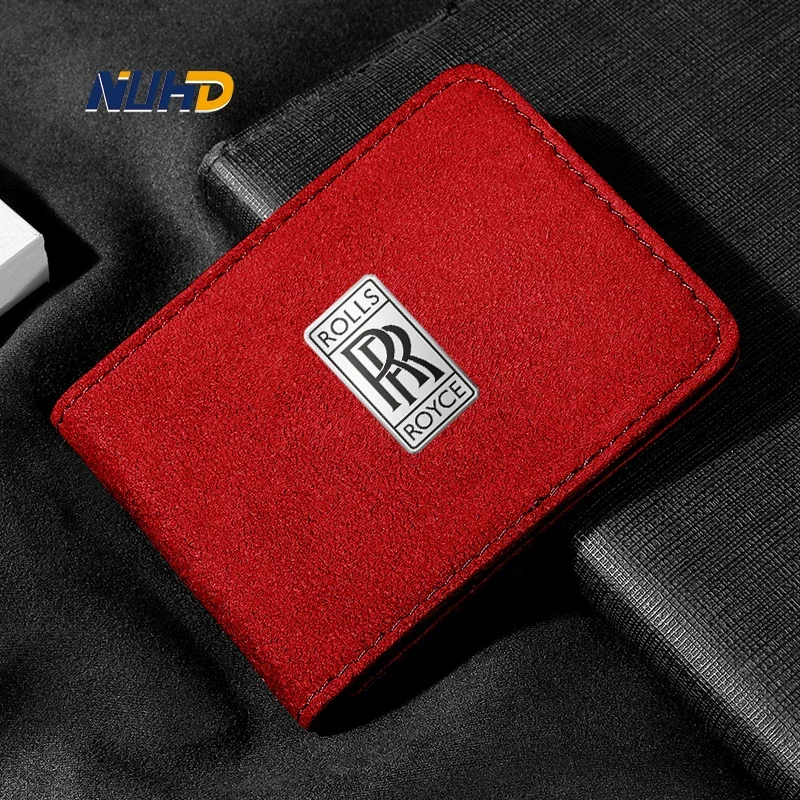 Suede Car Driving License Bag Card Credit Holder Purse Wallet Case Cover For Rolls-Royce Ferrari Bentley Lamborghini Maybach GMC