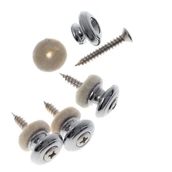 2pcs Mushrooms Head Buckles Guitar Strap Tail Buttons Strap Locks Nail Chrome End Pin with Felt Spacer Guitar Parts Accessories