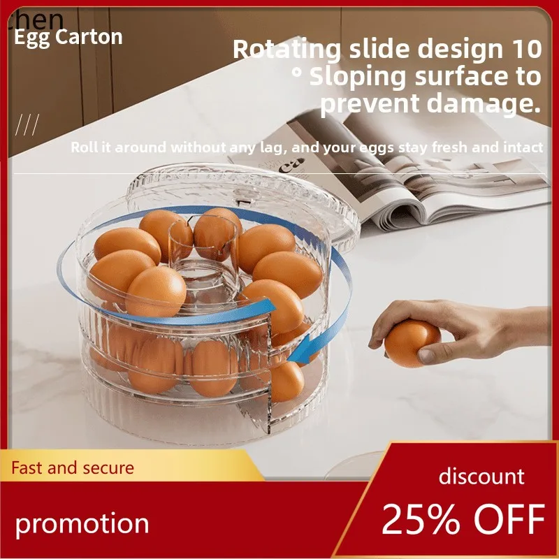 

ZML egg storage box - automatic rolling egg holder for refrigerator, egg dispenser with rolling slide, fresh-keeping container