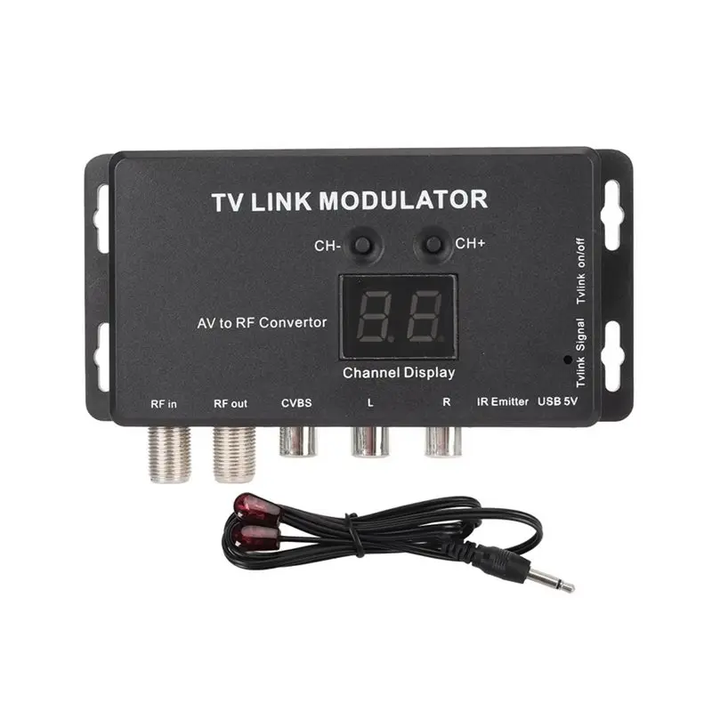 QWE-TM70IR TV Link Modulator For AV To RF Conversion Support For PAL NTSC Converter For AV Source Set Top Boxes