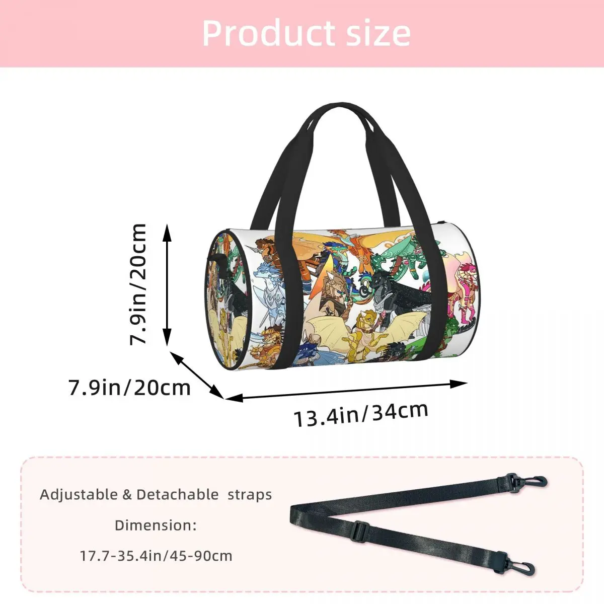 Wing Of Fire All Dragon  Luggage Bag Multi-Functional Duffle Tote Bag Handbags Gym Bags Fitness Bag for Boys Girls