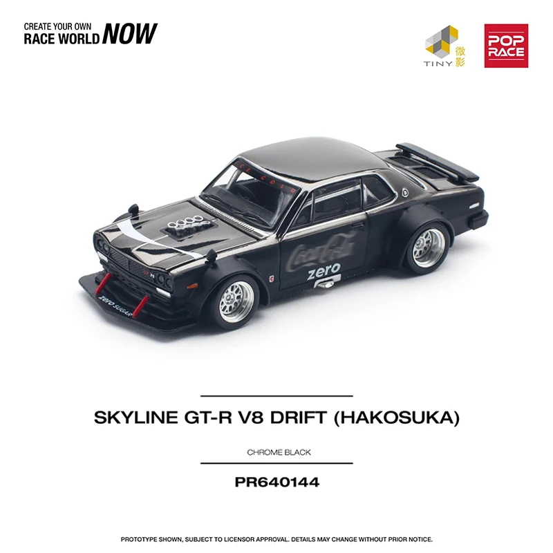 

Предпродажа Pop Race Skyline GTR KPGC10 Hakosuka V8 1:64 Drift Chrome Black Zero литая под давлением диорама модель автомобиля игрушка