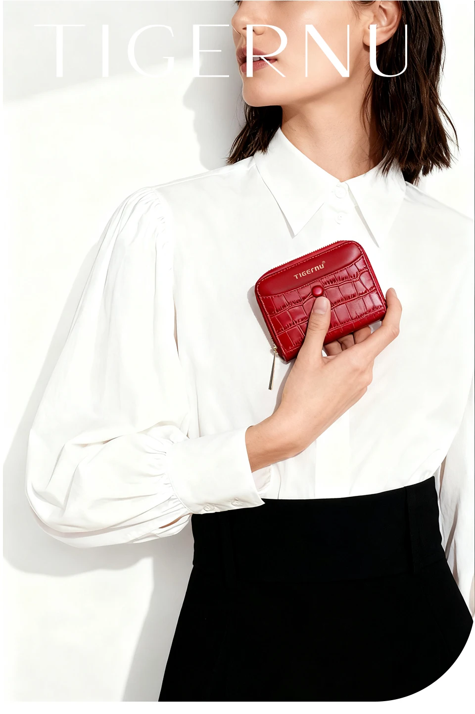 Tigernu Neue Geldbörse Frauen Mode Kurze Brieftasche Aus Echtem Leder Leichte ID Karte Halter Reise Bargeld Münze Tasche Mit Reißverschluss – Detail 2