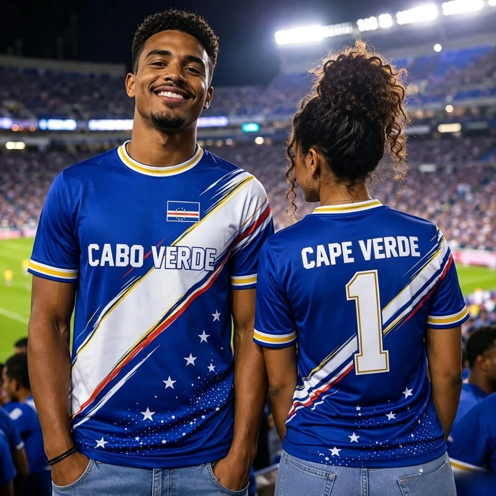 Summer Cape Verde Jersey Men's Sports Breathable Quick Drying T-shirt Football 3D Print Women's Fashion Casual Short Sleeve Tee