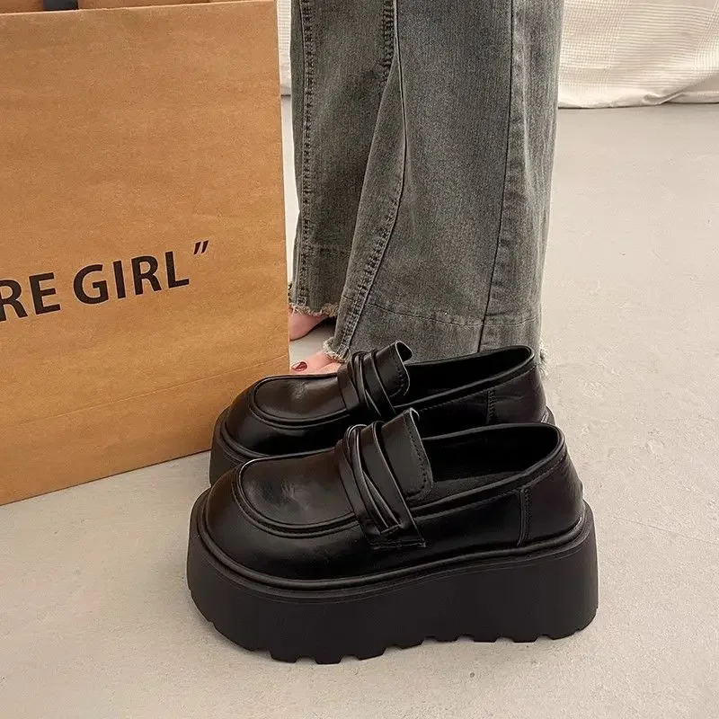 Round Toe Gothic Loafers with Medium Heels Japanese Style Lolita Women's Shoes Mary Jane Platform Ladies Pumps Summer 2025 Trend