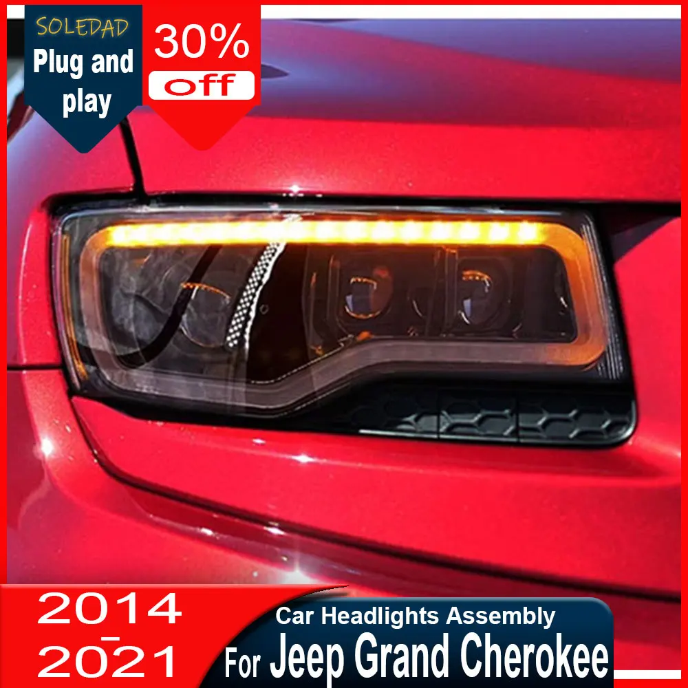 Car Headlight For Jeep Grand Cherokee Headlight 2014-2021 Upgrade Modified to New DRL Dynamic Turn Signal