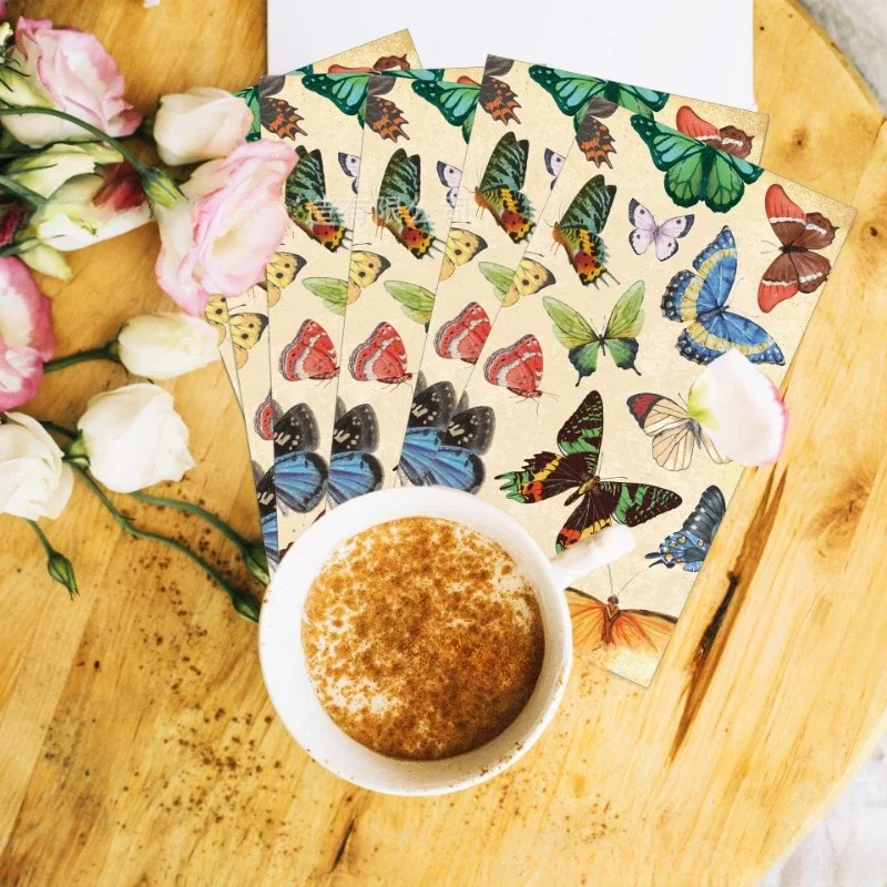 Colorful Butterfly Colorful Printed Napkin Disposable Hotel Cafe Decoration Pure Wood Pulp Paper Napkin 2-Ply 20pcs/Pac 33*40cm