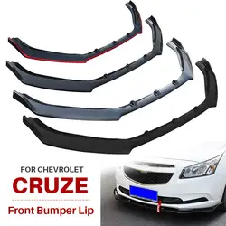For Chevrolet Cruze Front Bumper Lip Body Kit Spoiler Splitter Diffuser 3pcs Black Carbon Fiber ABS Accessories 2009 - 2014