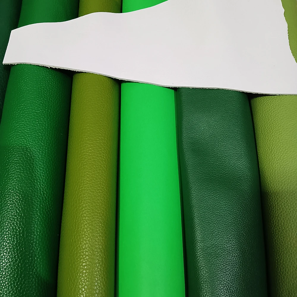 Leather craft-Green Cowhide Leather Top Layer, Lychee Leather Fabric, DIY Manual Cut, Sewing Accessories, Green Series