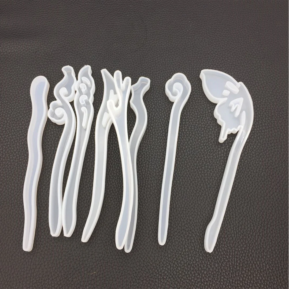 

8pcs Hairpin Headdress Resin Crafts Making Tools White DIY Jewelry Accessories Headress Making Mold Kit for Projects