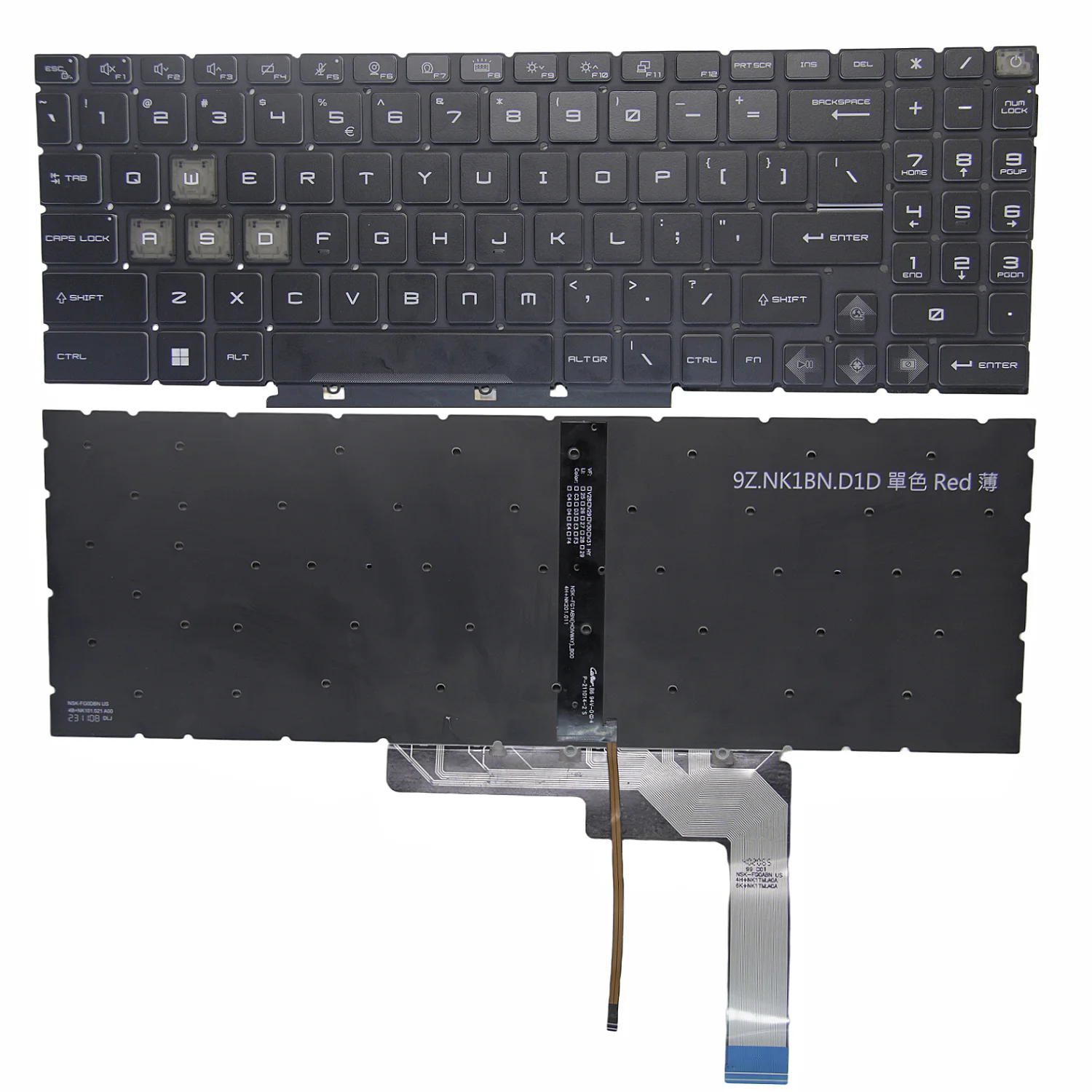 New US For MSI Pulse Katana 15 B13V A15 AI B8V 17 B12U 17 B12V 17 B13U 17 B13V A17 AI B8V A15 AI B8VE Backlit Keyboard