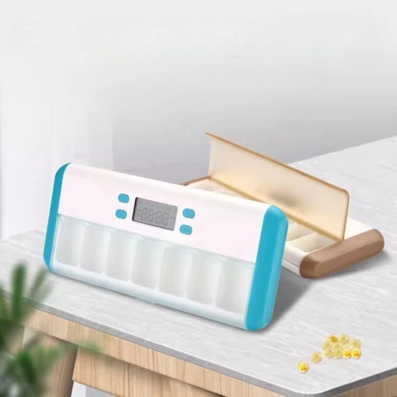 

Органайзер для таблеток с умным таймером, портативная аптечка с будильником, футляр для лекарств со светодиодной подсветкой на 7 слотов, экологически чистый противоударный дозатор