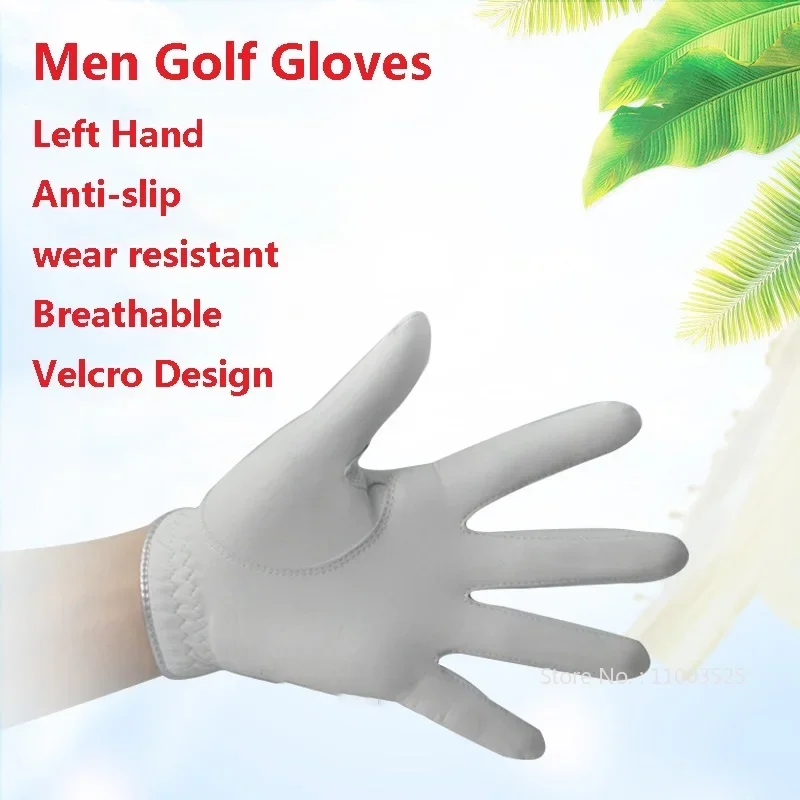 1 Piece Men Sheepskin Left Hand Golf Gloves Male Breathable Slip-resistant Mittens Men Anti-sweat Full Finger Golf Gloves Hiking