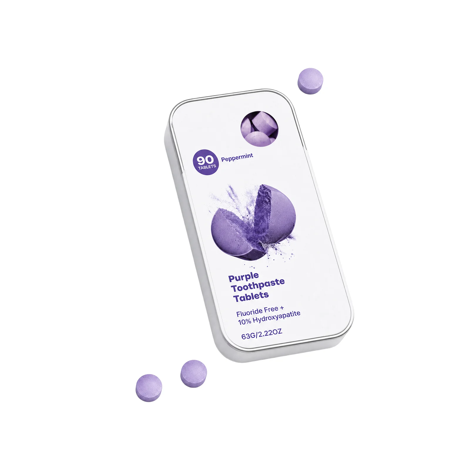 Purple Toothpaste Tablets Teeth Cleaning Non-Irritating Remove Bad Breath Color Correcting Fresh Breath Fluoride Free Oral Care