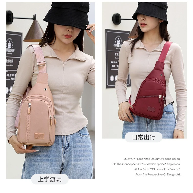 

Polyester lightweight men's multi-pocket backpack, simple and waterproof portable women's crossbody bag