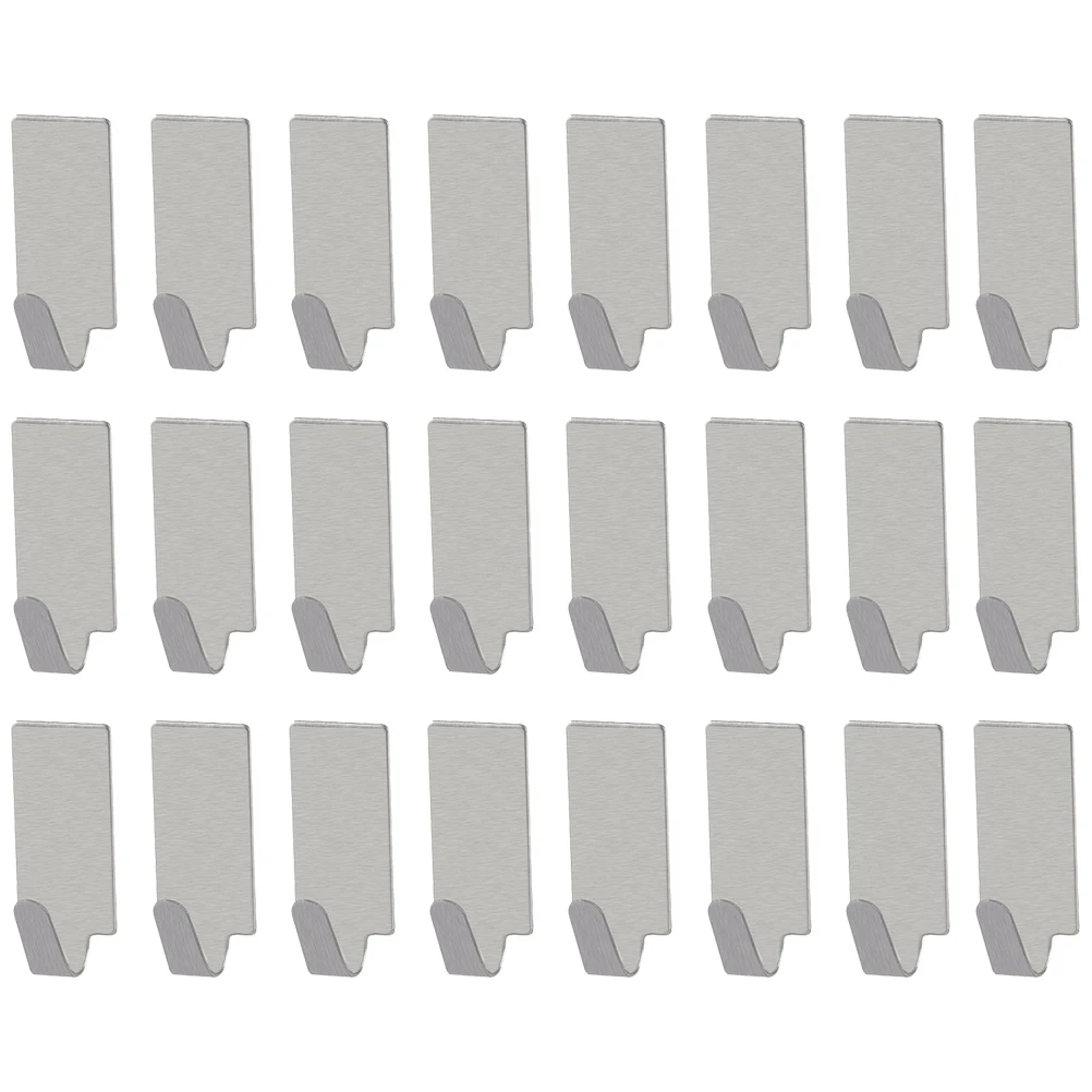 

24Pcs Stainless Steel Adhesive Hooks Wall Hook Punch Free Organizer Towel Rack Hanging Holders for Bathroom Kitchen