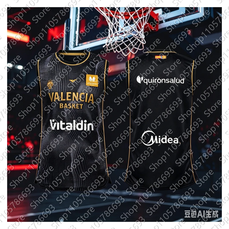2026/27 ACB Valencia Unisex Basketball Jersey Vest, Men Women Sleeveless Breathable Mesh Vest, Street Basketball Jersey T-Shirt