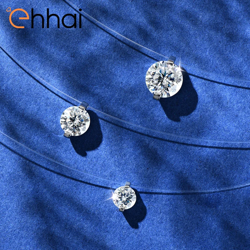 

Ehhai GRA Certified Moissanite Round Pendant Necklace for Women 925 Sterling Silver Transparent Line Chain Wedding Jewelry Gifts