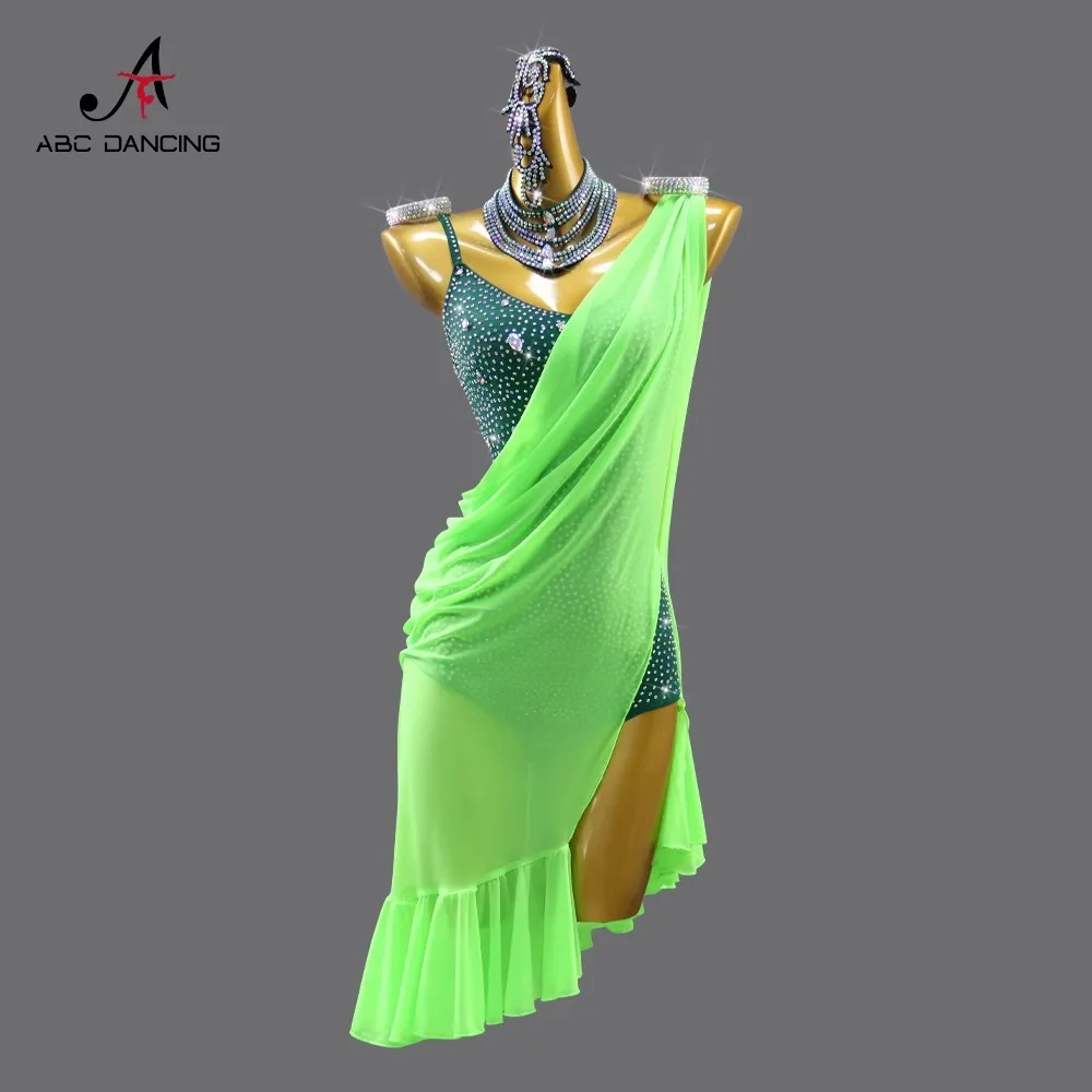 

New professional green Latin dance dress professional senior dance performance dress senior sexy ladies special