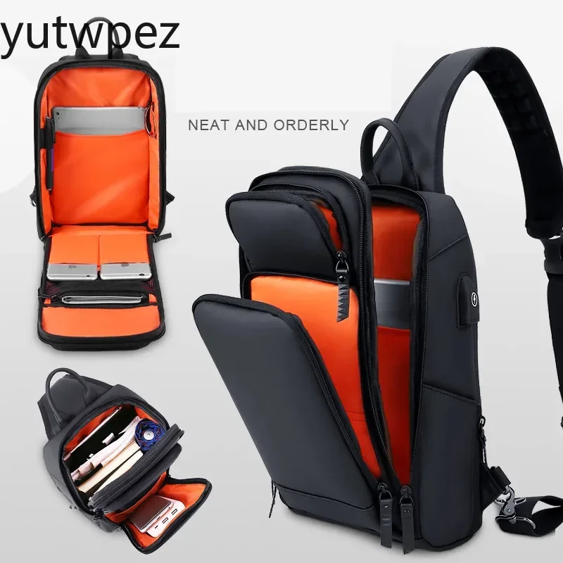 Outdoor Hiking Sport Chest Bag Pack Crossbody USB Charging Running Men Shoulder Sports Messenger Waterproof Short Trip Backpacks view 2