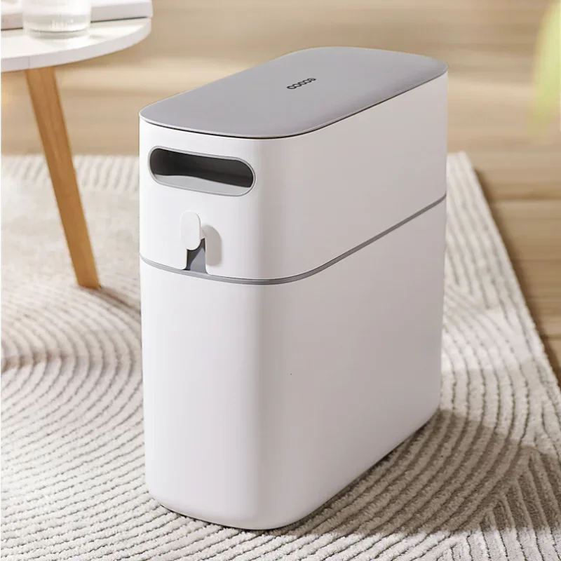 

ECOCO Trash Can Household Bathroom Toilet Waterproof Narrow Seam Storage Bucket Smart Home Trash Bin Press-Type Kitchen Dustbin