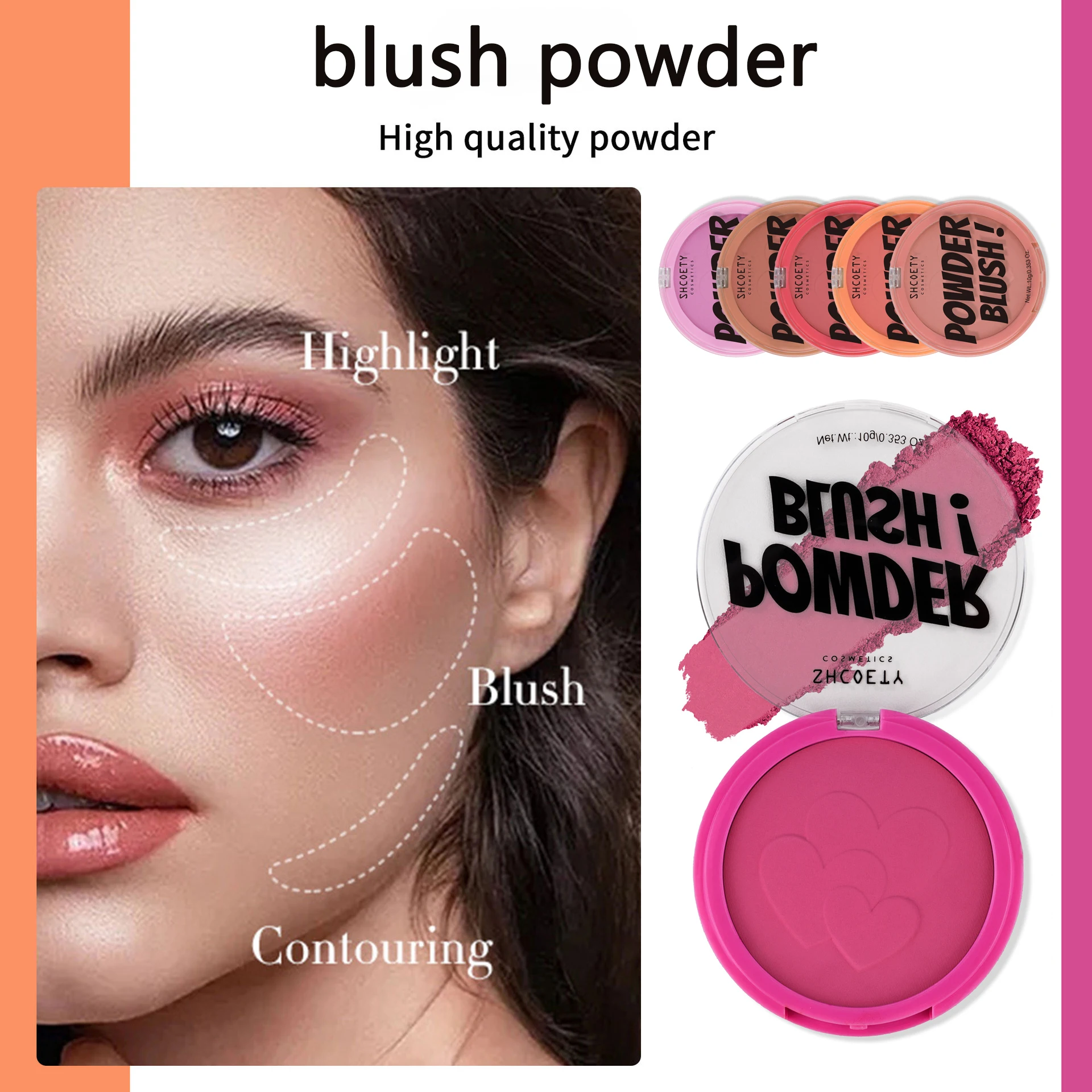 6-Color Matte Powder Blush Palette Natural Long-Lasting Stay-Put Blusher Compact with Luminous Finish to Brighten Skin For Women