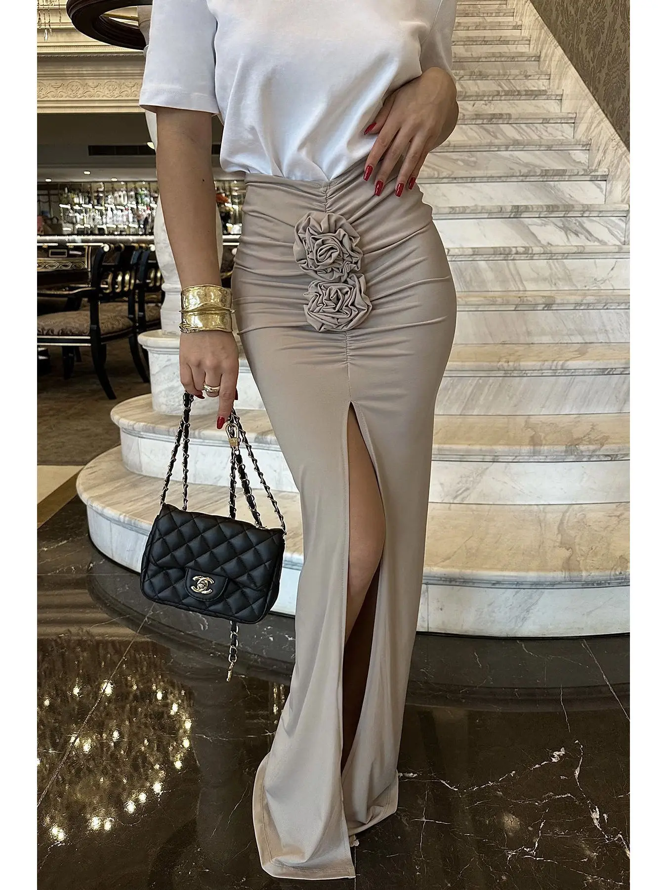 

Длинная плиссированная юбка-футляр с цветочным принтом, сексуальная, повседневная, с разрезом спереди, А-силуэт, на резинке, средней посадки, однотонная