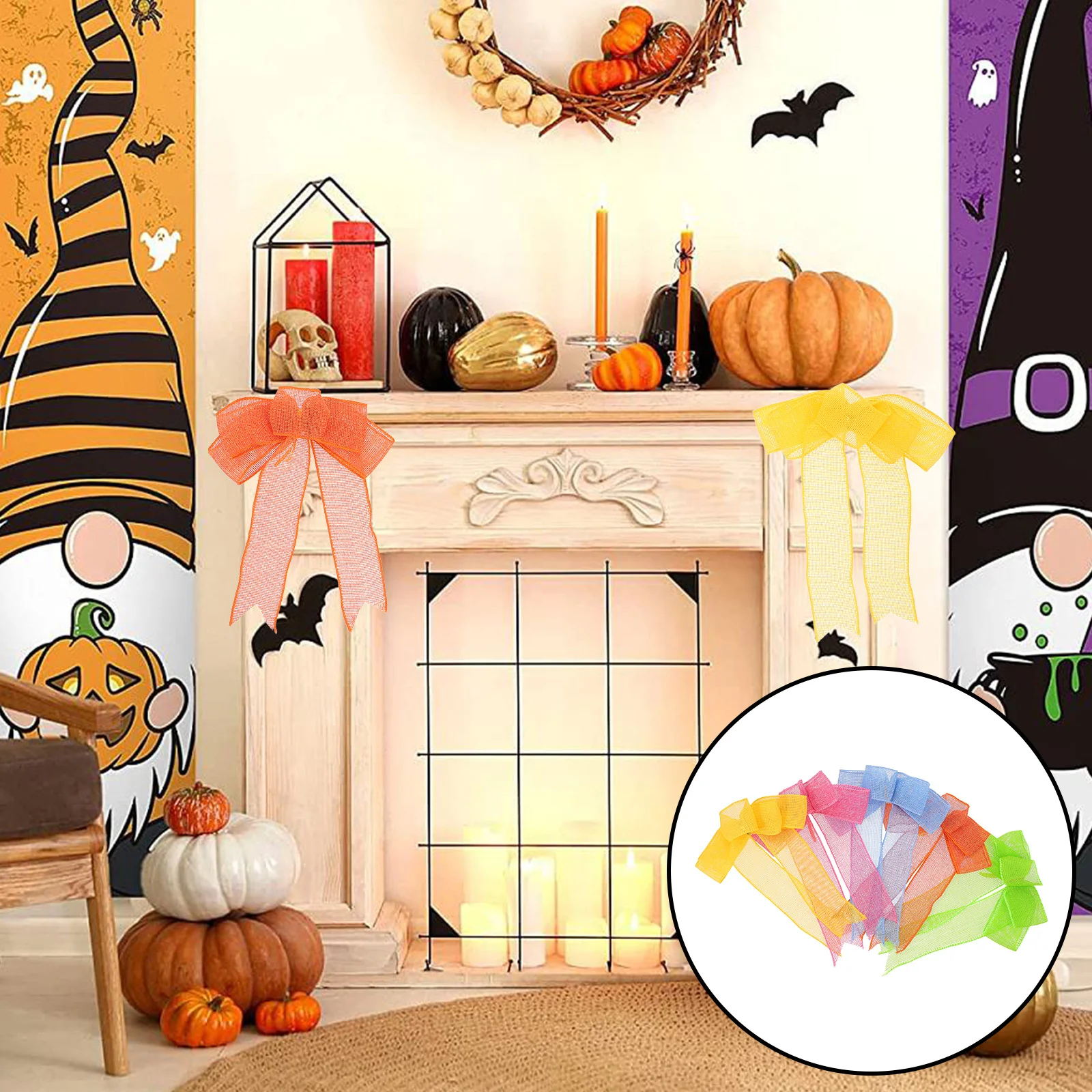 

5pcs Colorful Ribbon Bows For Diy Wreath Decorations Handmade Rustic Bowknot Back To School Party Farmhouse Wall Holiday Crafts