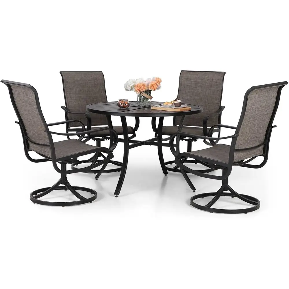 

All-Weather 4-Piece Patio Dining Set with Swivel Chairs and 42 Metal Table