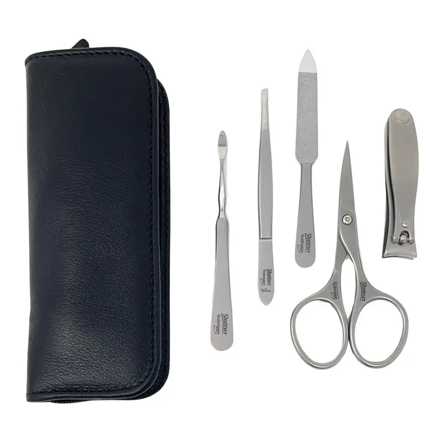 Manicure and Pedicure Set of 5 Surgical Stainless Steel Instruments, Made in Solingen, Germany, Luxury Topinox Grooming Kit In F