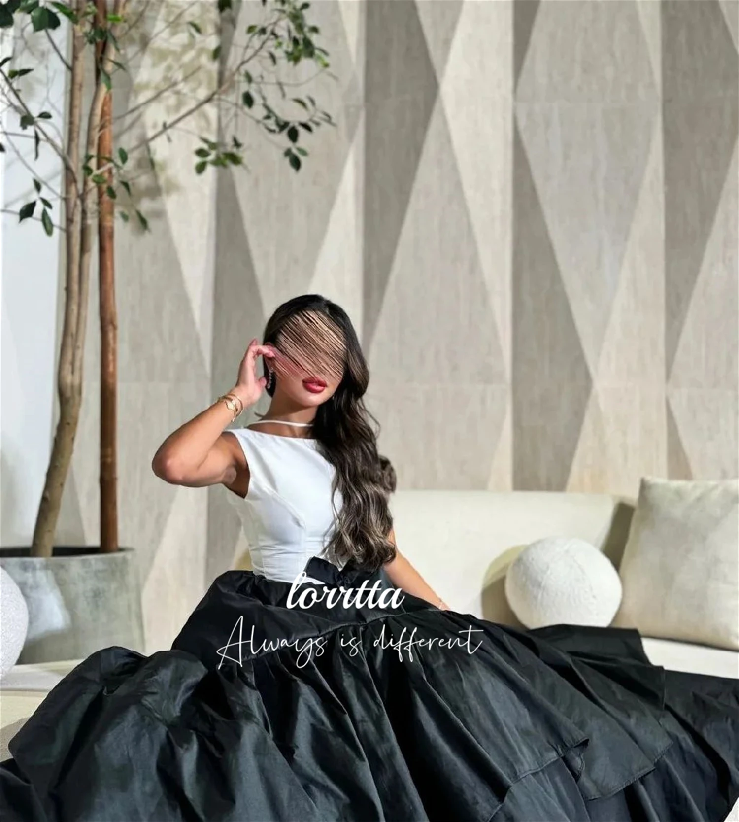 Lorrtta Black and White Graduation Gown Evening Dress Fluffy Line A Elegant Party Dresses 2024 for Wedding Robe De Soiree Femmes image 4