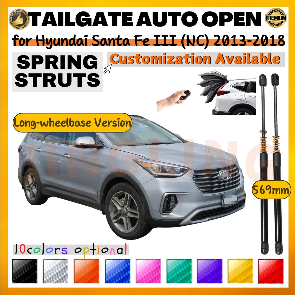 

Qty(2) Trunk Struts with Spring for Hyundai Santa Fe III (NC) SUV 2013-2018 LWB 569MM Rear Tailgate Lift Support Shock Absorbers