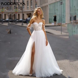 Vestido de novia con calcomanía civil roddsya 2024 sin espalda, vestido RODDRSYA-Vestidos de novia con apliques de estilo Civil, con espalda descubierta traje de novia, corte en A, sin mangas, escote Corazón, tul, 2024