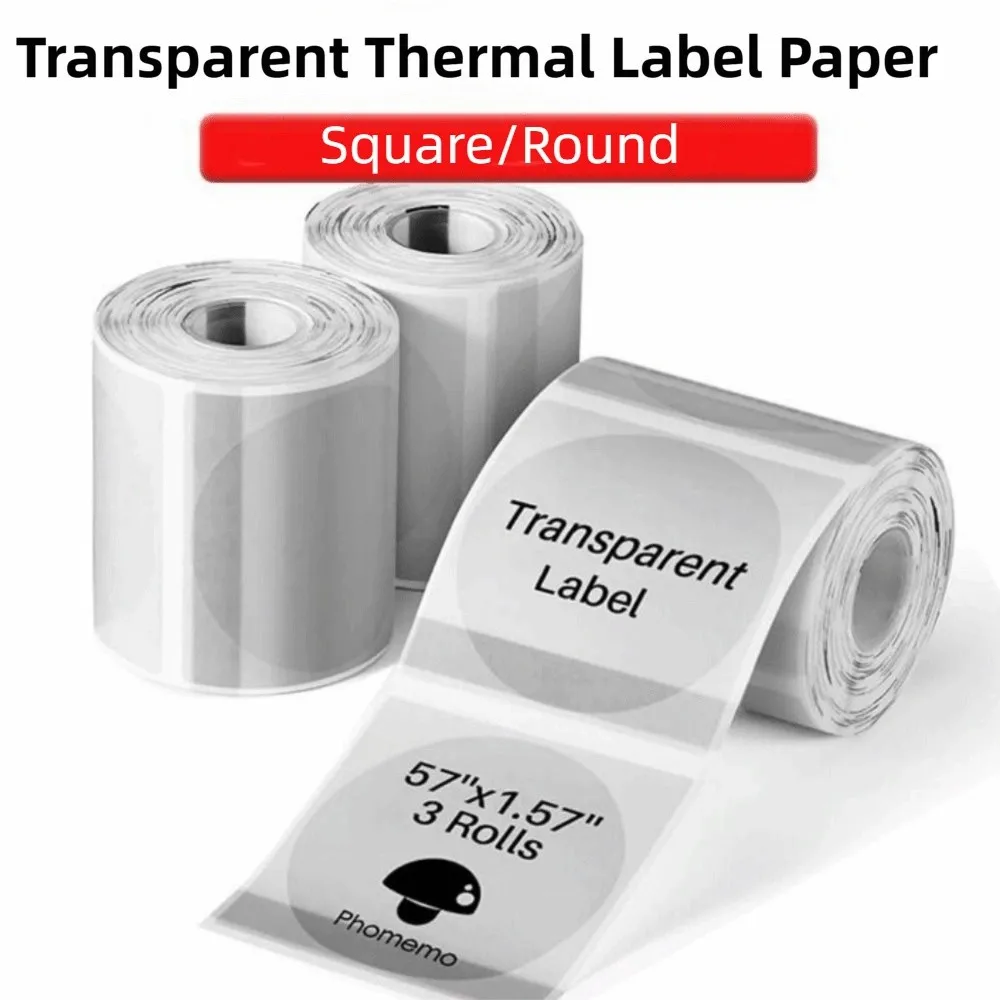 230Pcs Transparent Blank Label Sticker Square/Round DIY Self-Adhesive Label Tear Resistant Anti-Scratch Name Tag Sticker