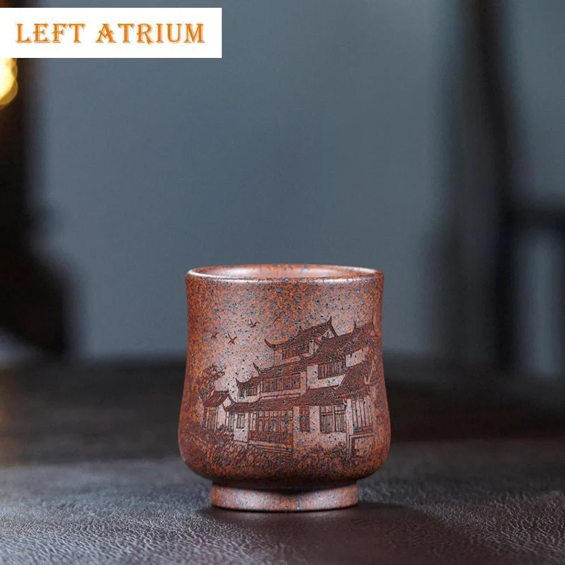200ml Yixing Zisha Landscape Wood-fired Porcelain Teacup Luxury Tea Bowl Set Of Cups Tea-tasting Smelling Cup Chazhan Master Cup