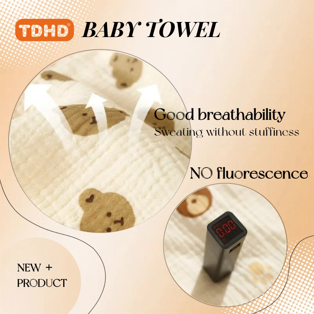 شاش غسيل الوجه القطني للأطفال من TDHD فئة أ يمكن تعليقها لرياض الأطفال من نوع استحمام الطفل حديث الولادة، منشفة لعاب الأطفال #5